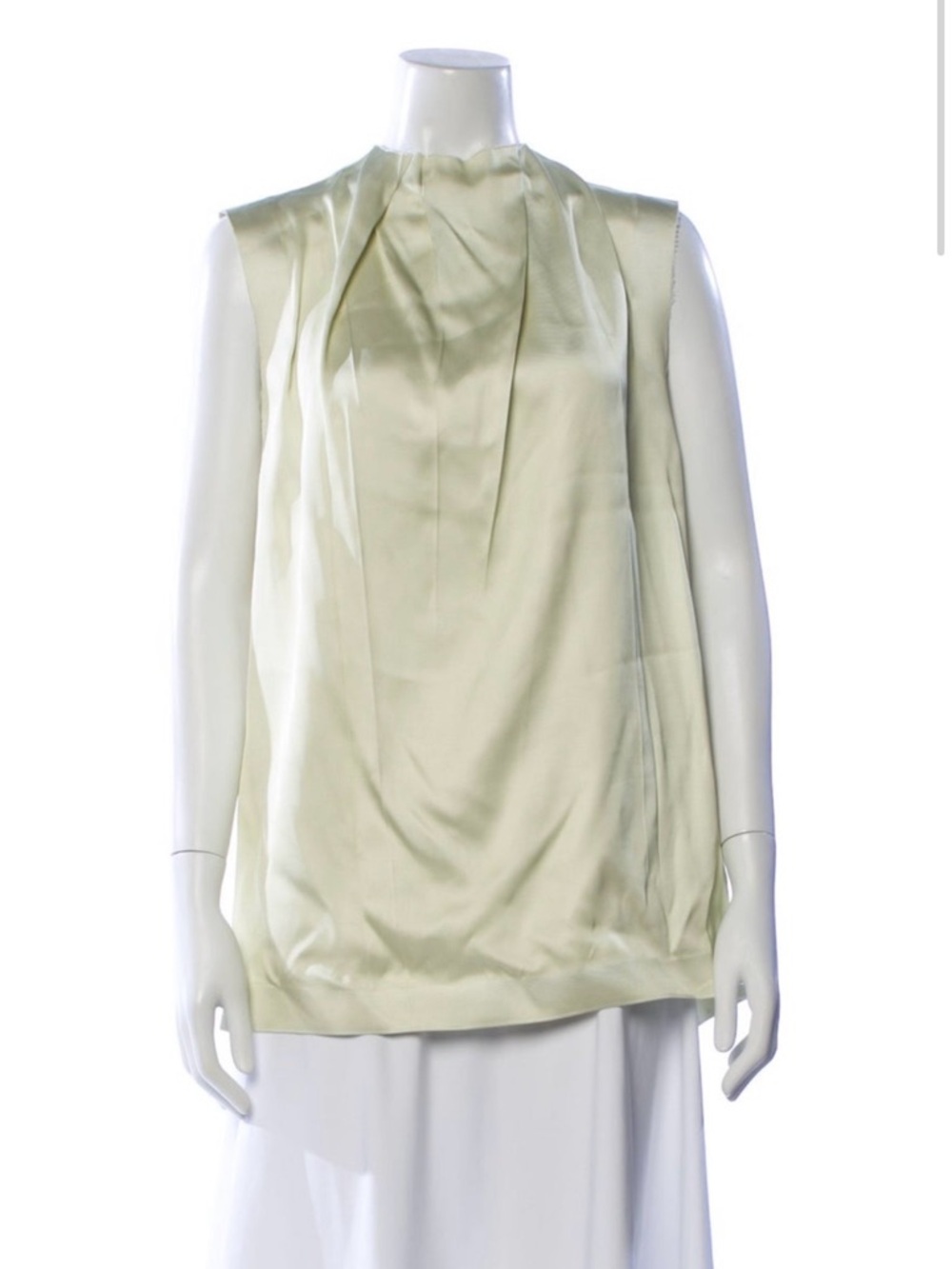 Jil Sander Pale Green Satin Sleeveless Top